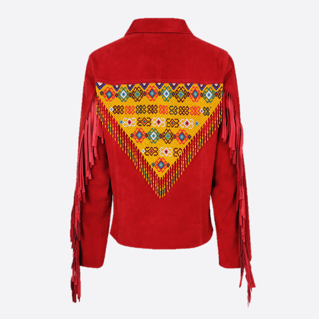 SHORT JACKET WITH EMBERA EMBROIDERY AND SHAKIRA FRINGES