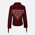 SHORT JACKET WITH EMBERA EMBROIDERY AND SHAKIRA FRINGES