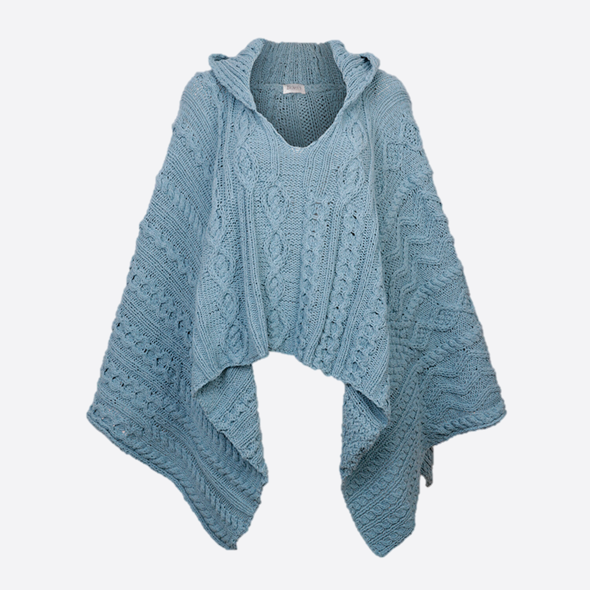 SARA KNITTED PONCHO WITH HOOD