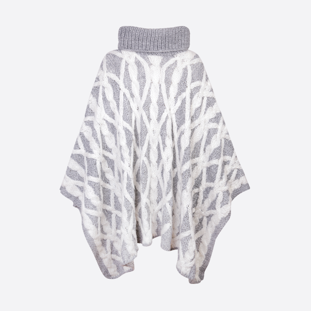 SOFIA KNITTED PONCHO WITH COLLAR