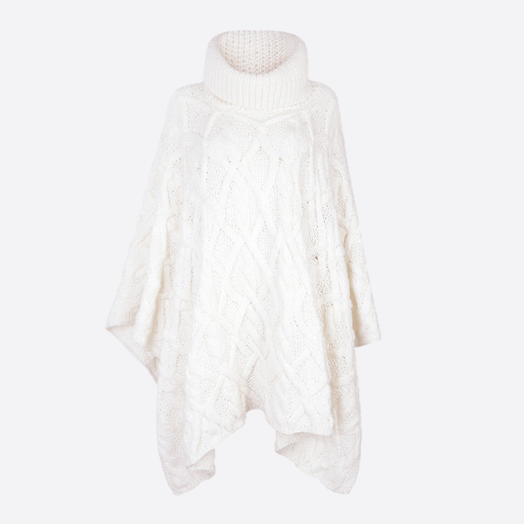 SOFIA KNITTED PONCHO WITH COLLAR