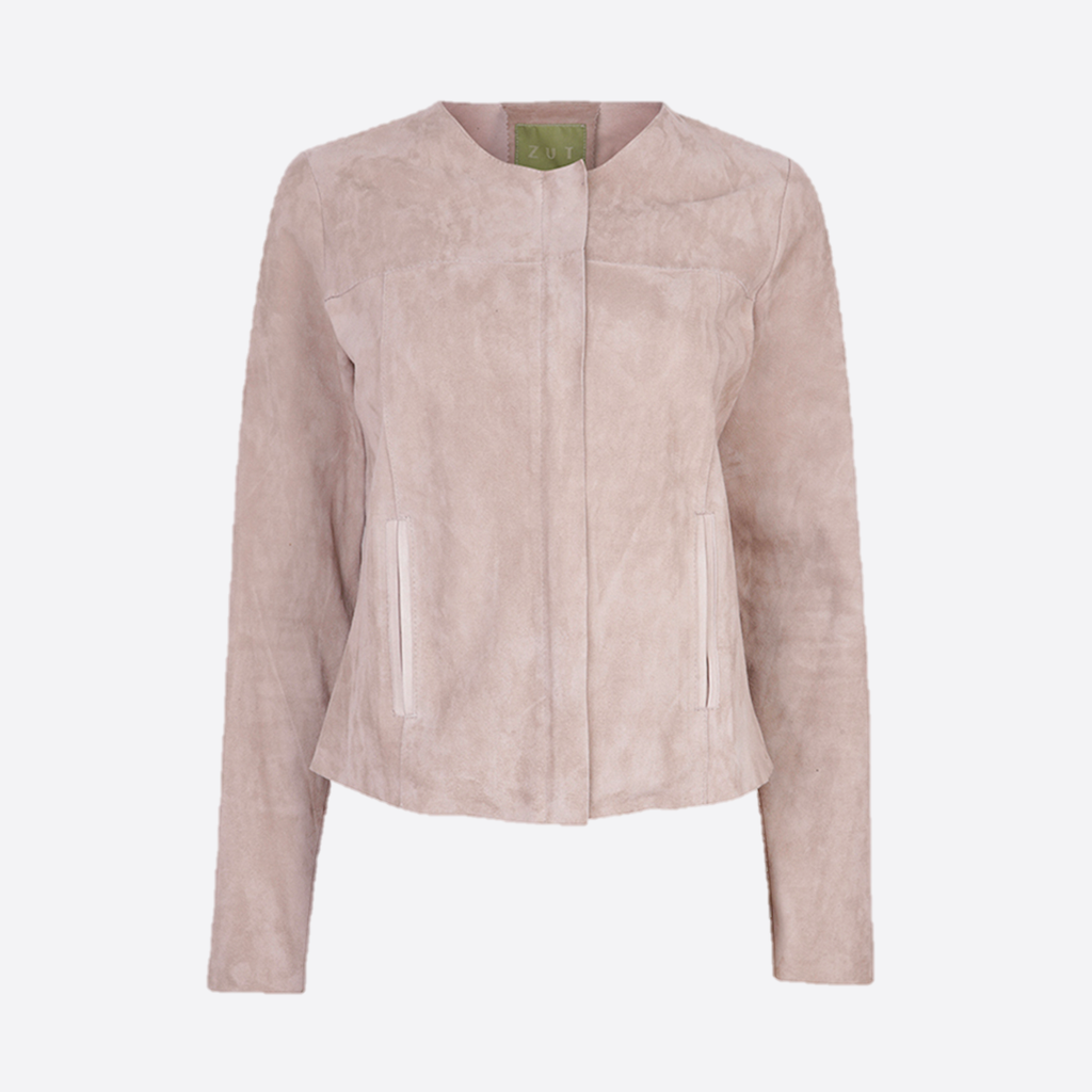 PINK ROUND NECK SHORT JACKET