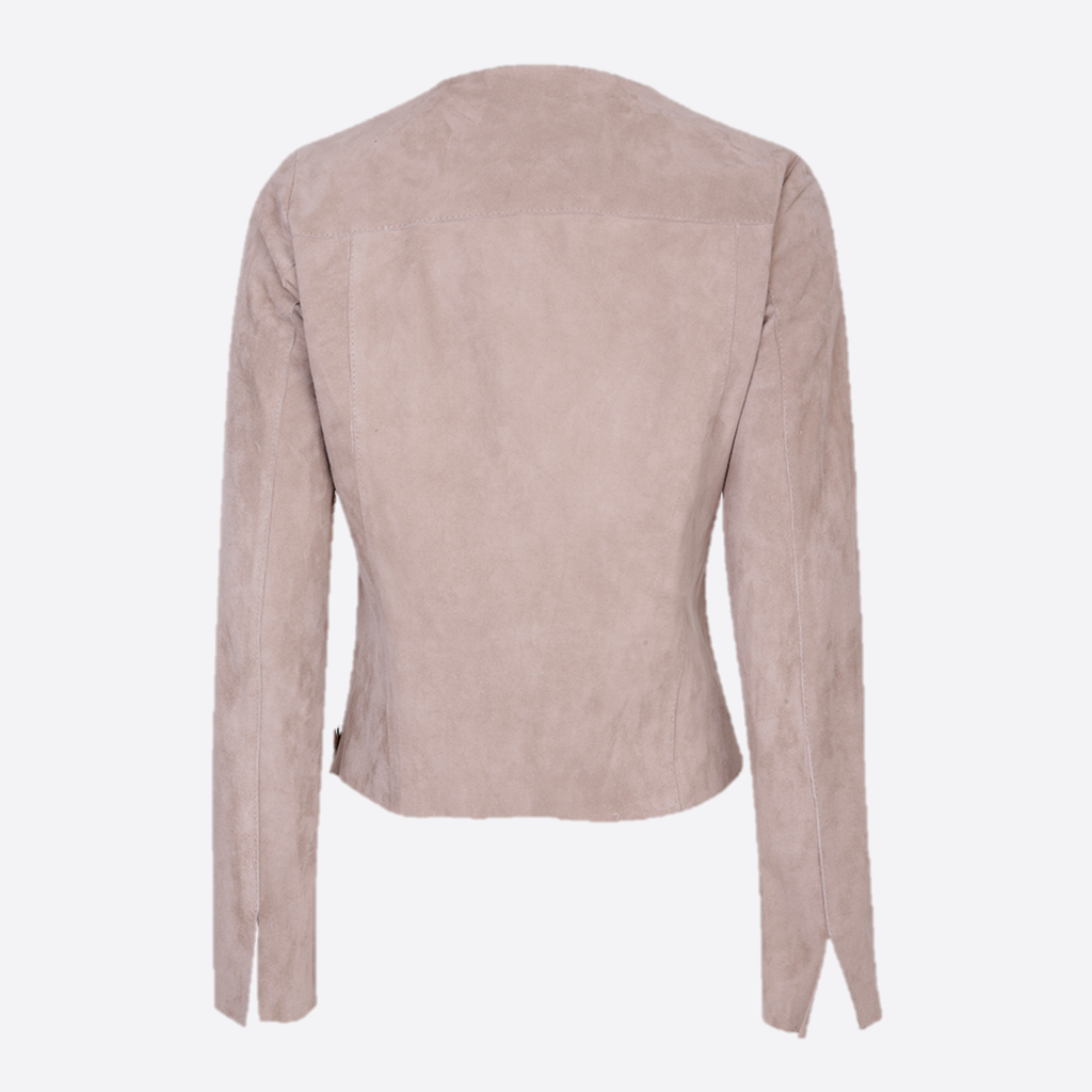 PINK ROUND NECK SHORT JACKET