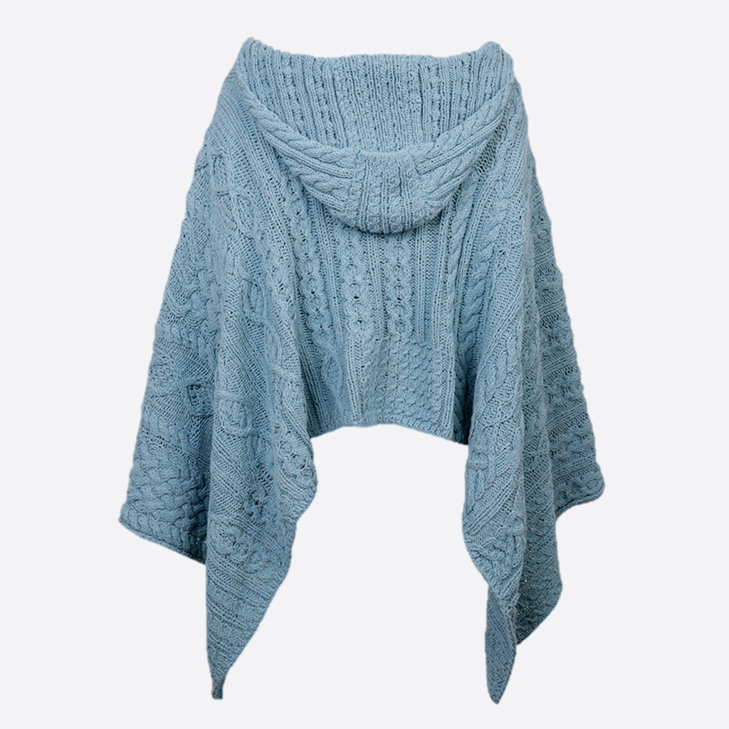SARA KNITTED PONCHO WITH HOOD