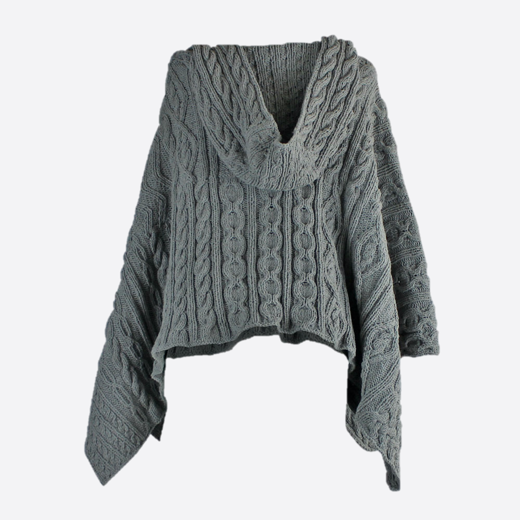 SARA KNITTED PONCHO WITH HOOD