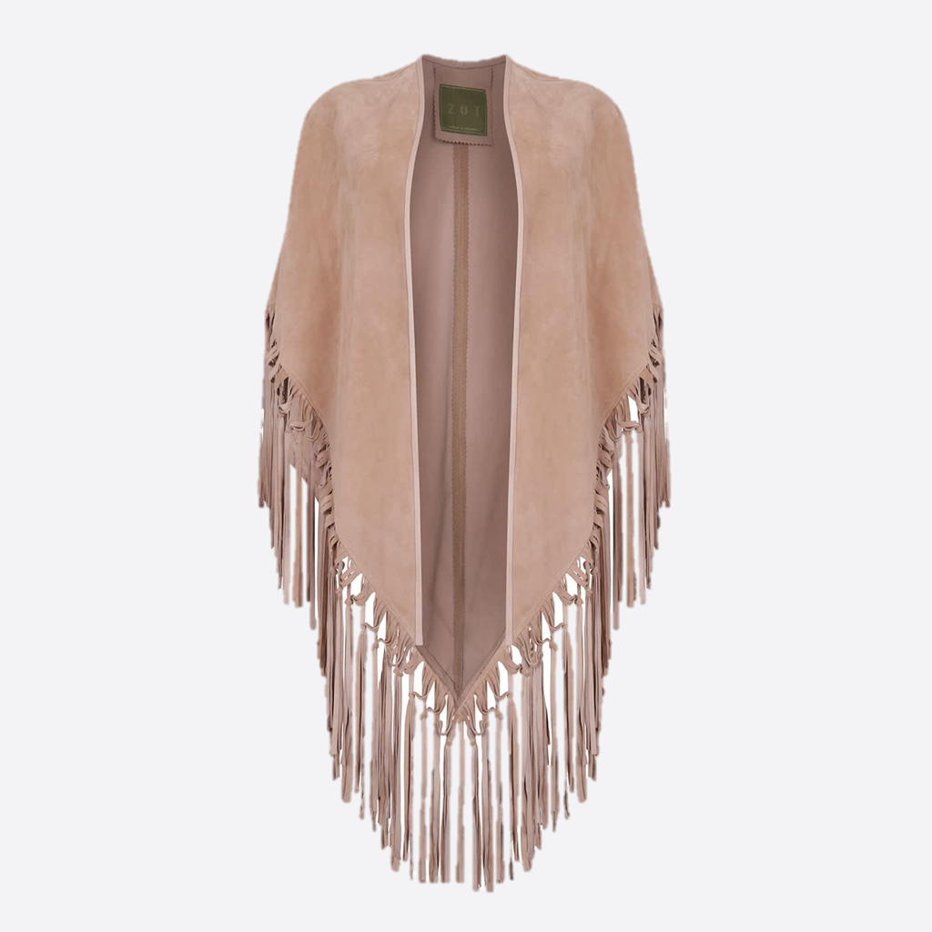 CECILIA SHAWL WITH FRINGES AND KNOTS