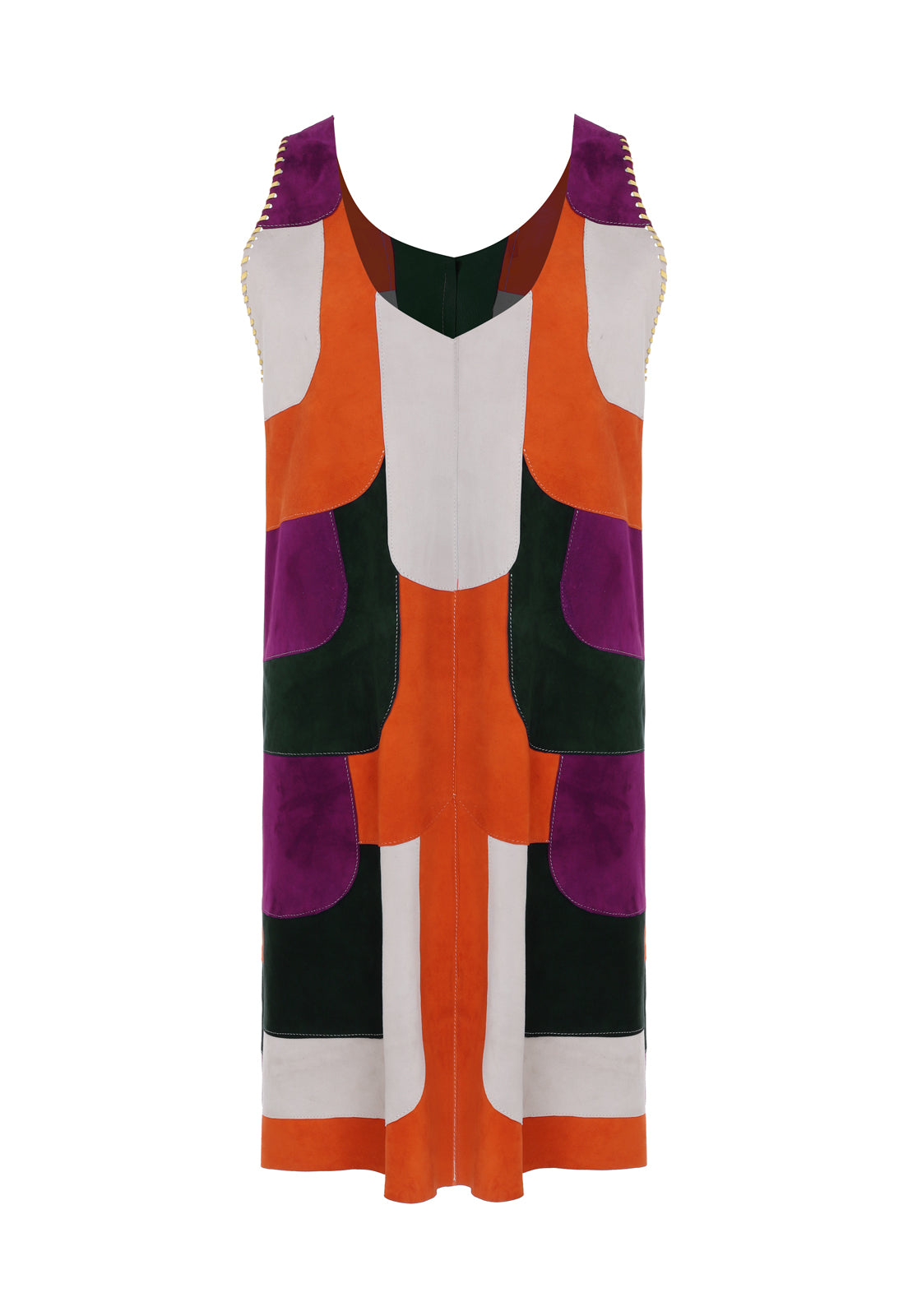 VIOLET PATCHWORK DRESS WITH CARGO POCKETS