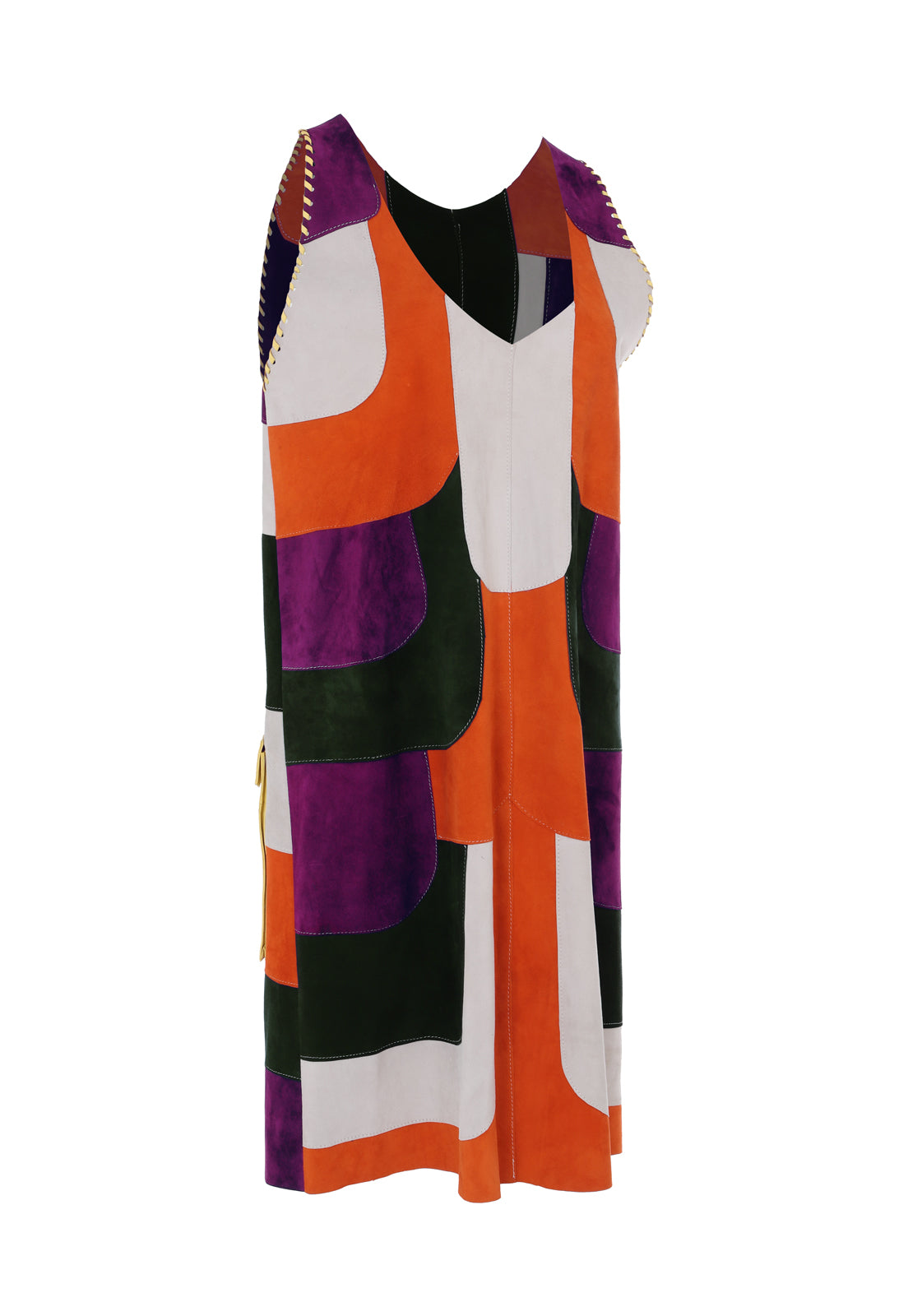 VIOLET PATCHWORK DRESS WITH CARGO POCKETS