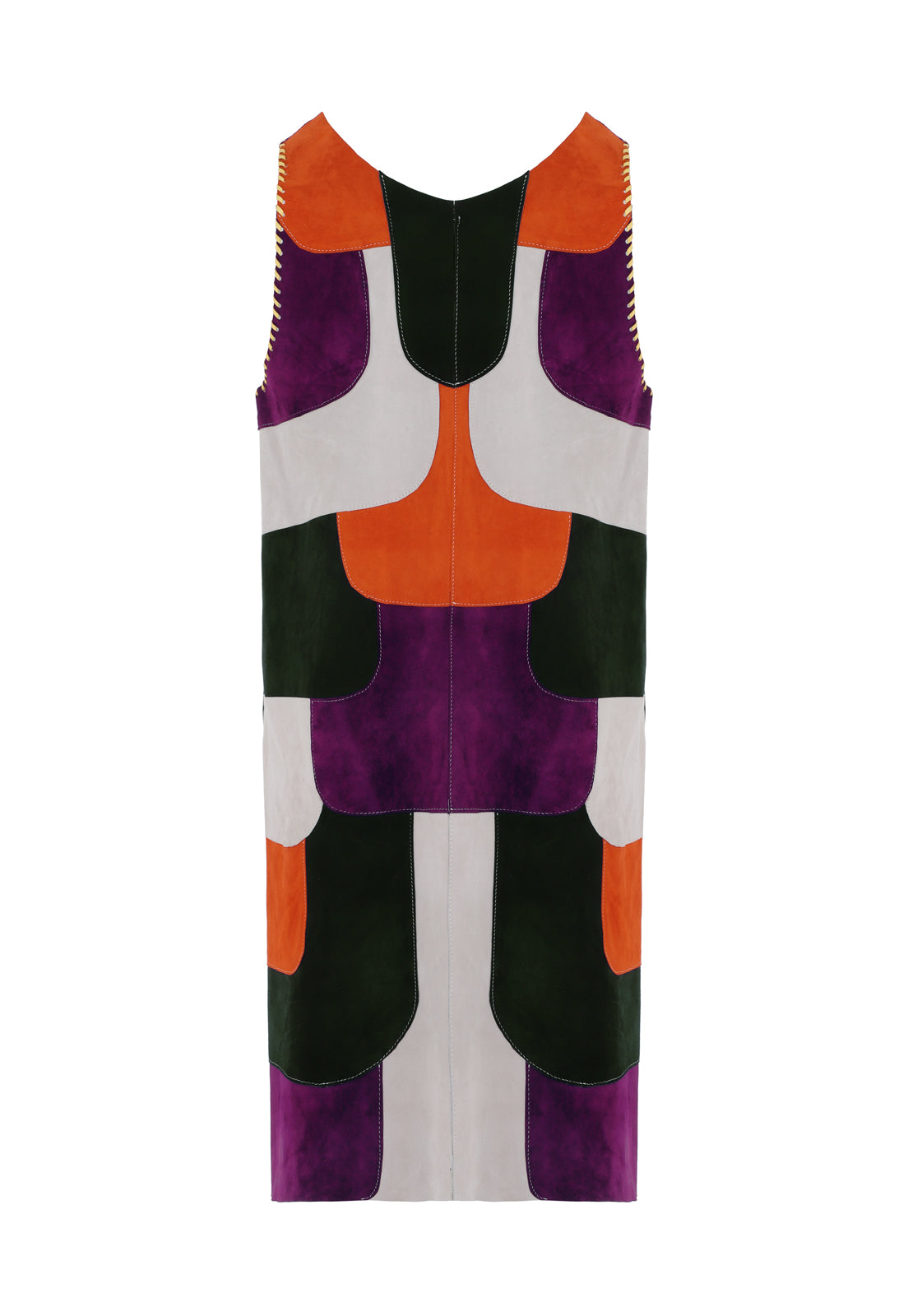 VIOLET PATCHWORK DRESS WITH CARGO POCKETS