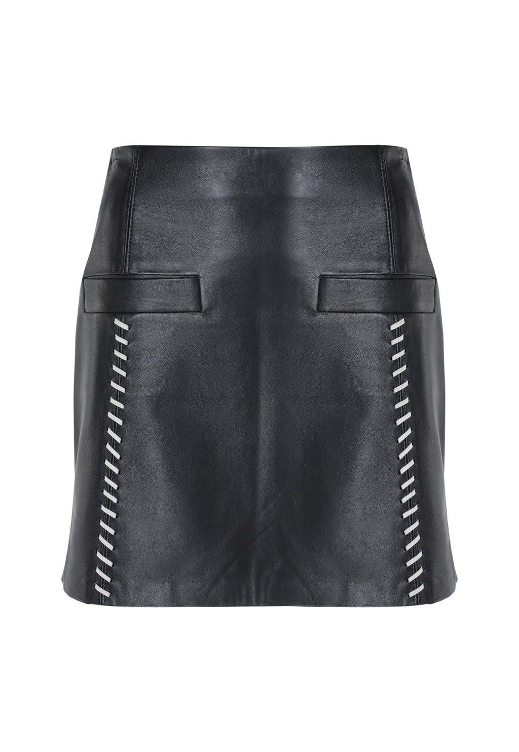 FALDA RIÑONERA CON BOLSILLOS Y RIBETE TEJIDO