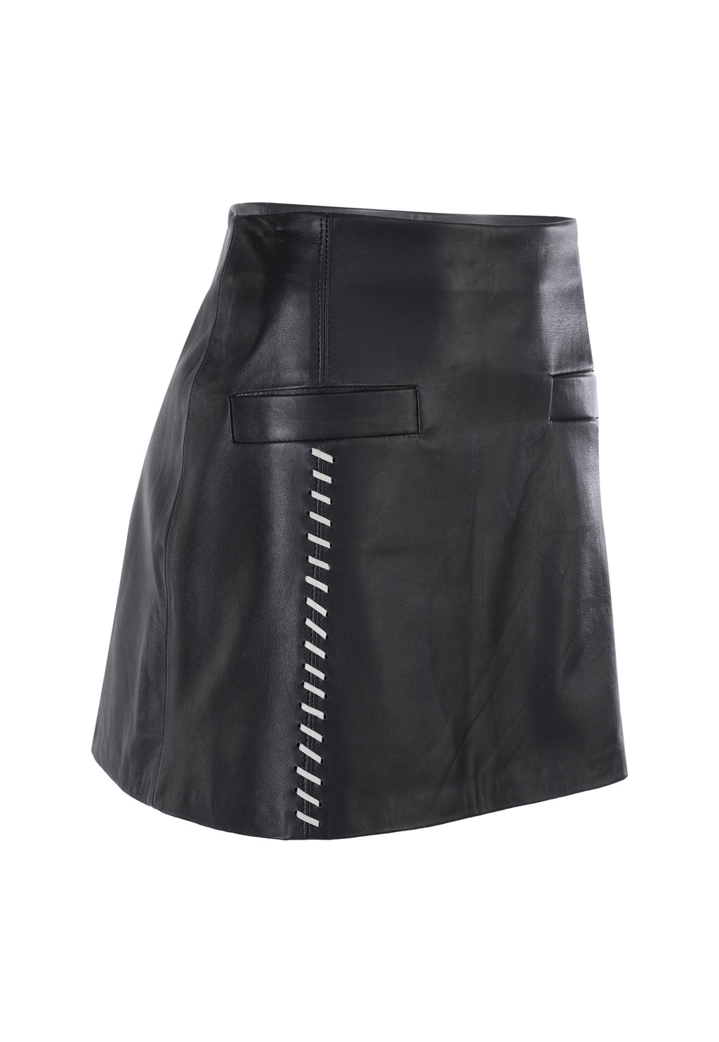 FALDA RIÑONERA CON BOLSILLOS Y RIBETE TEJIDO