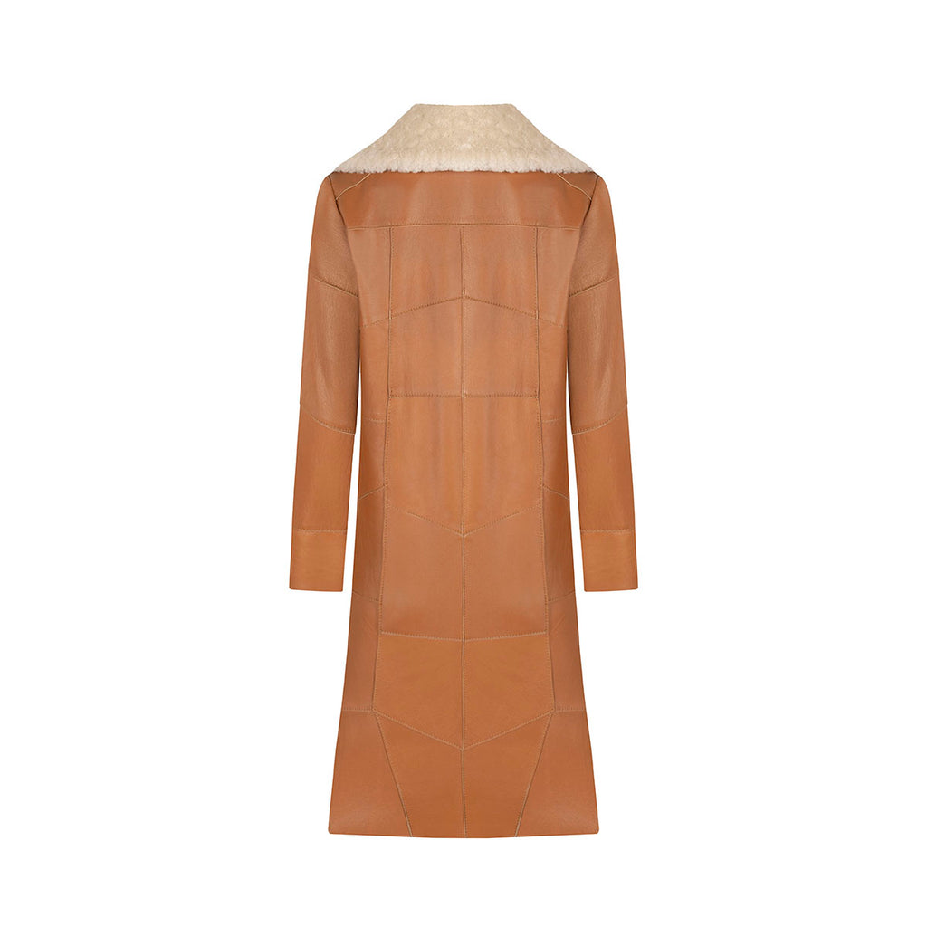 CRISTINA SHEEPSKIN COLLAR PATCHWORK KIMONO