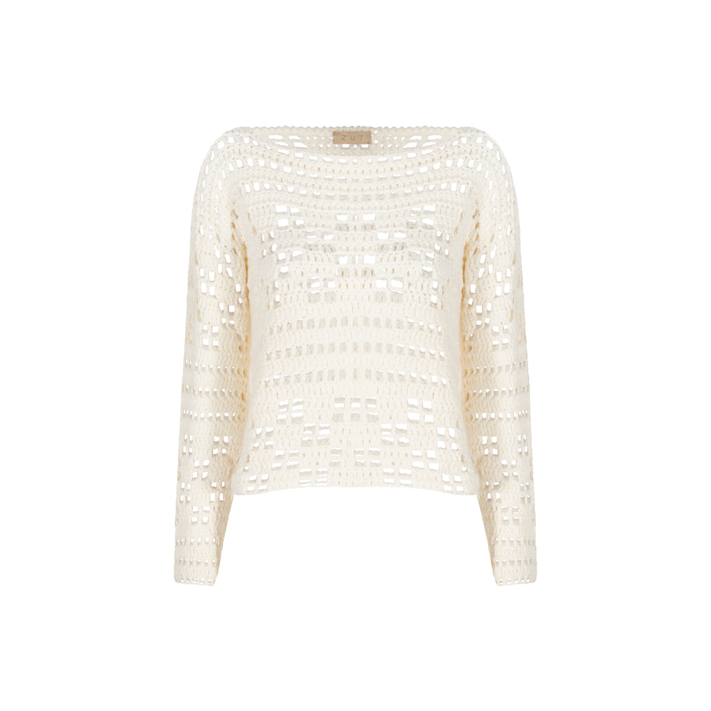 MARGARA CROCHET MESH SWEATER