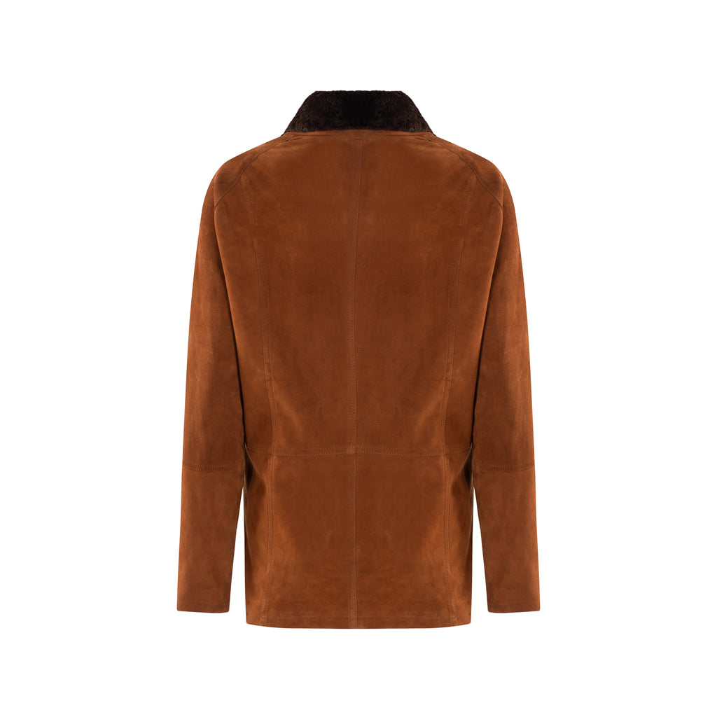 CHAQUETA ELIZABETH CON BOLSILLOS DE FUELLE Y CUELLO DE PIEL DE OVEJA