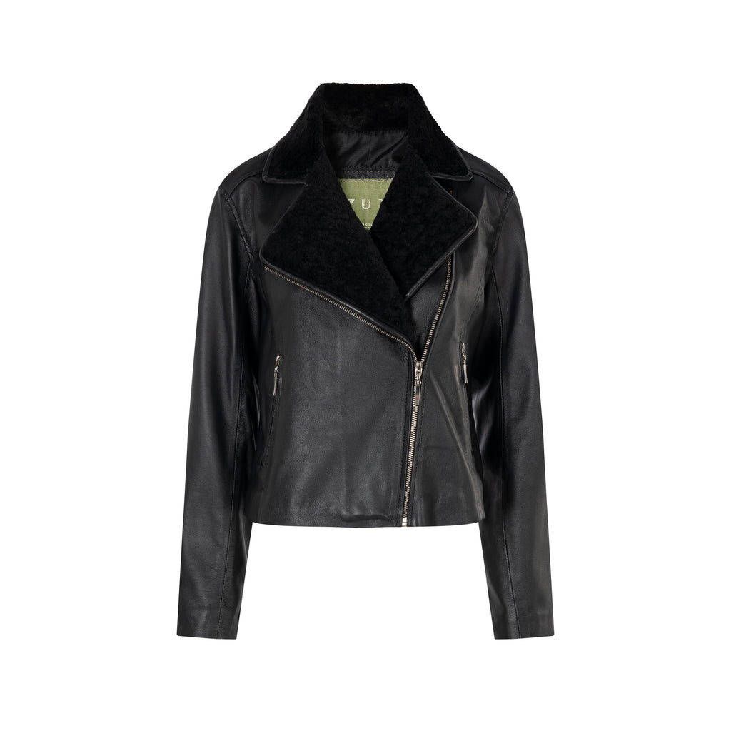 PATRISHA SHEEPSKIN BIKER JACKET