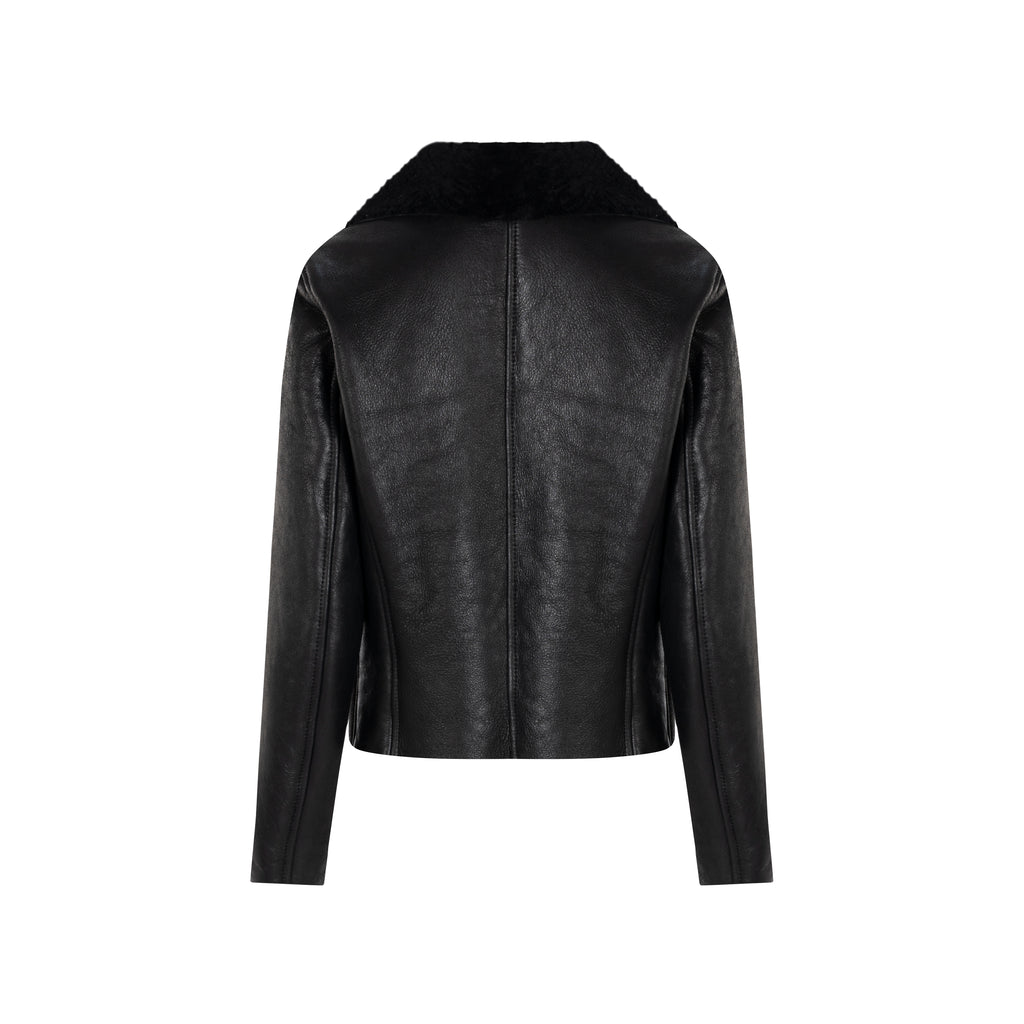 CHAQUETA DE PIEL DE OVEJA CON CREMALLERA CUADRADA MARIA ANDREA