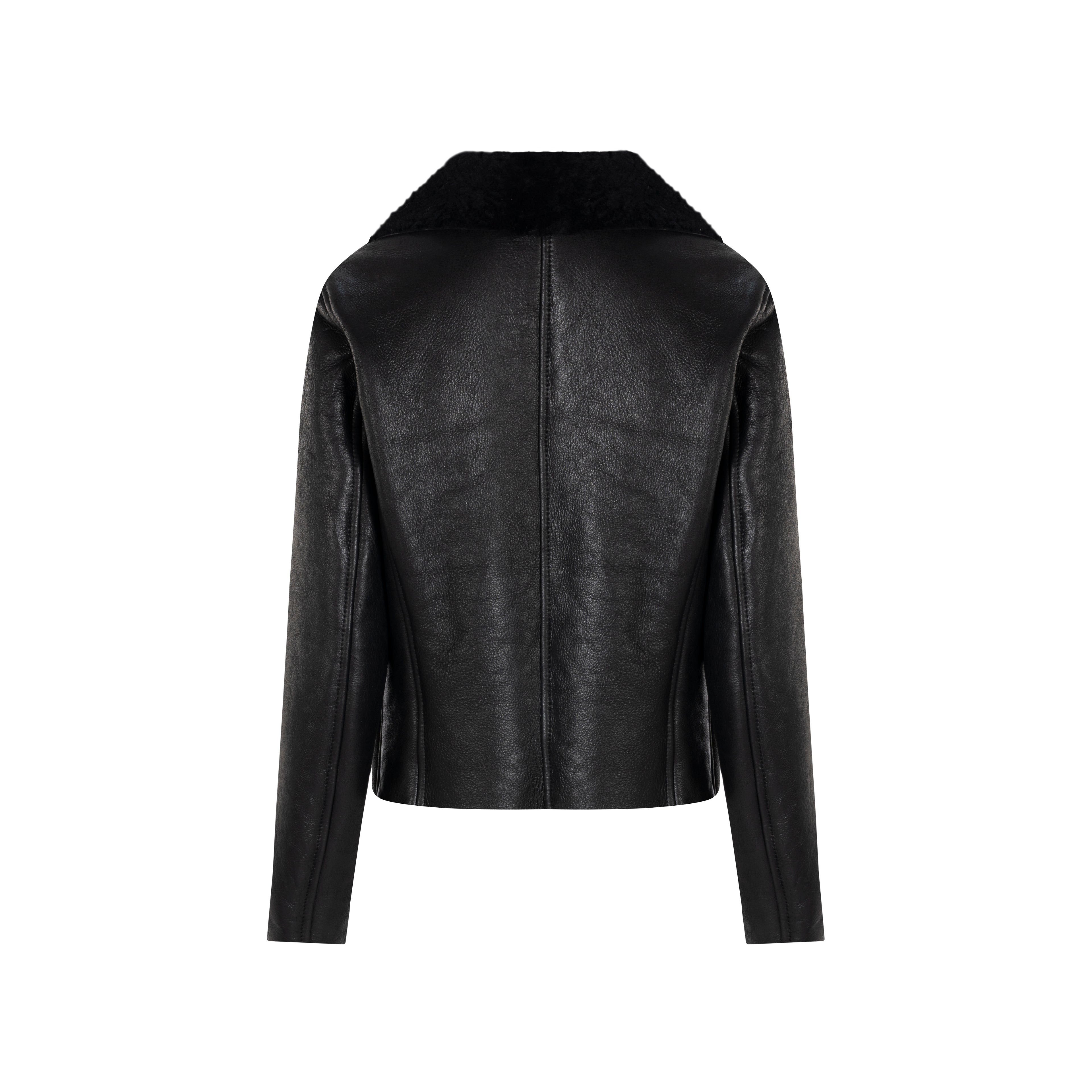 CHAQUETA DE PIEL DE OVEJA CON CREMALLERA CUADRADA MARIA ANDREA