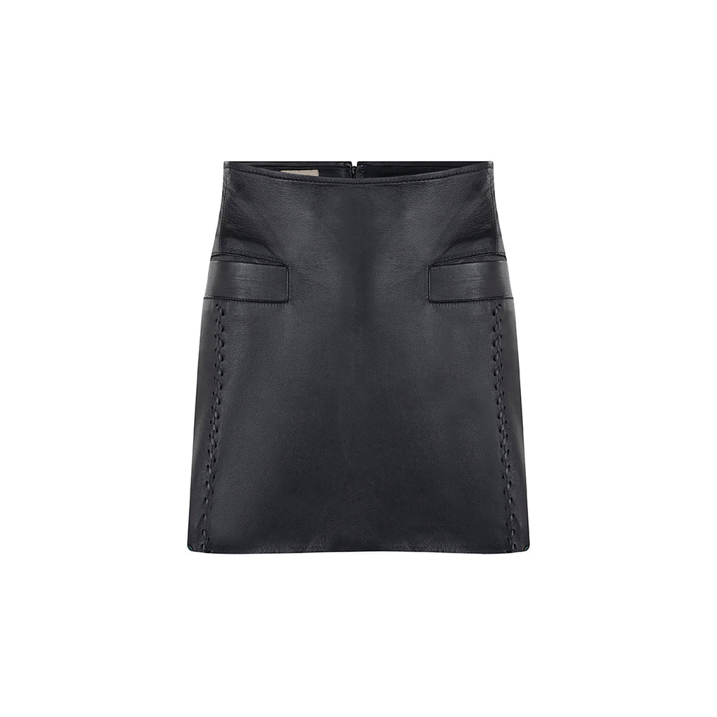 FALDA RIÑONERA CON BOLSILLOS Y RIBETE TEJIDO