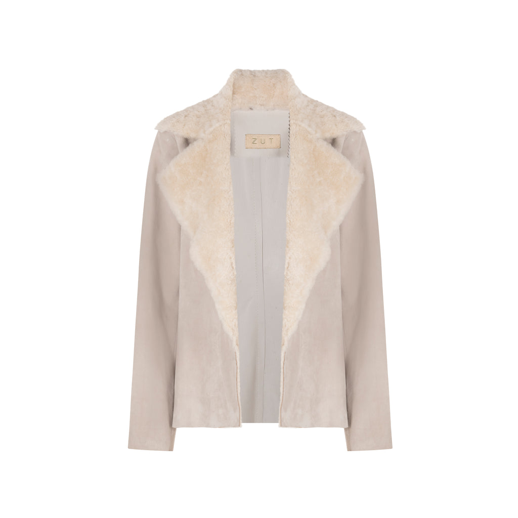 CHAQUETA DE SOLAPA DE PIEL DE OVEJA CON BOLSILLOS MARTHA