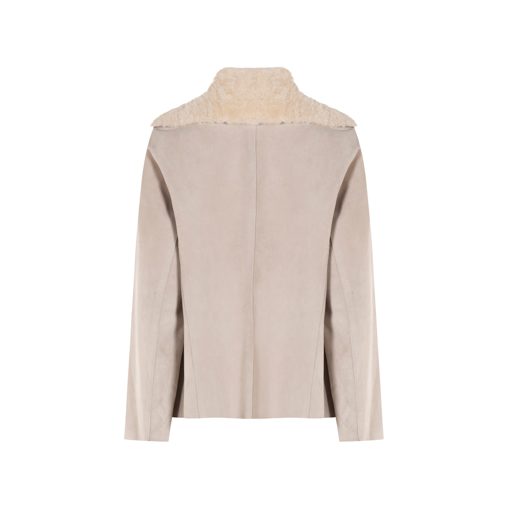 CHAQUETA DE SOLAPA DE PIEL DE OVEJA CON BOLSILLOS MARTHA