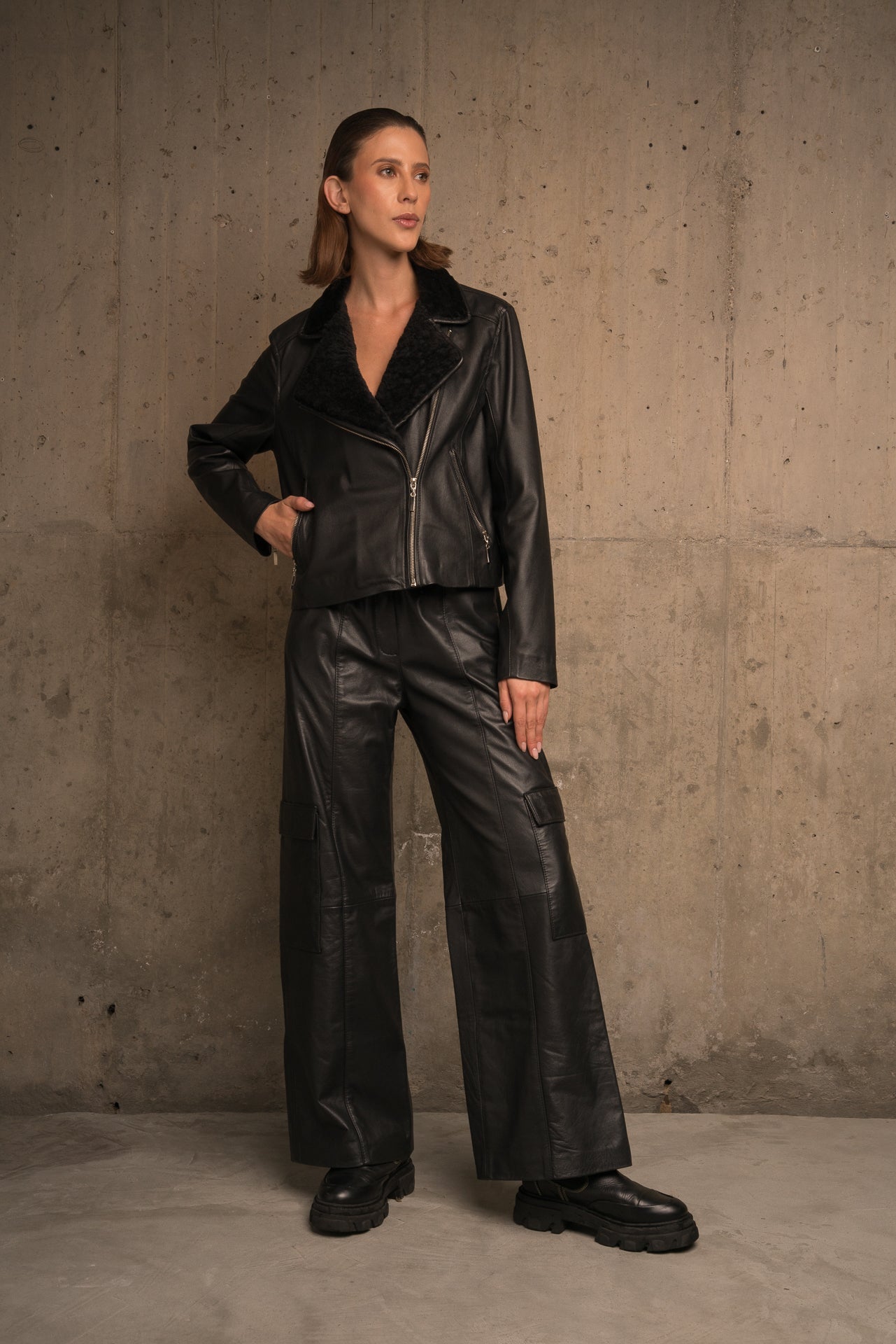 PATRISHA SHEEPSKIN BIKER JACKET