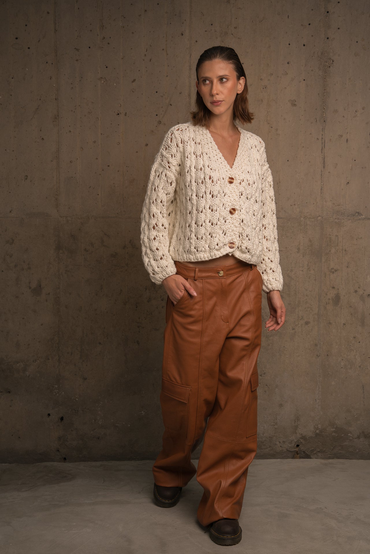 OPEN PIPE MESH FABRIC SWEATER