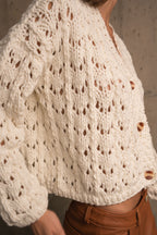 OPEN PIPE MESH FABRIC SWEATER