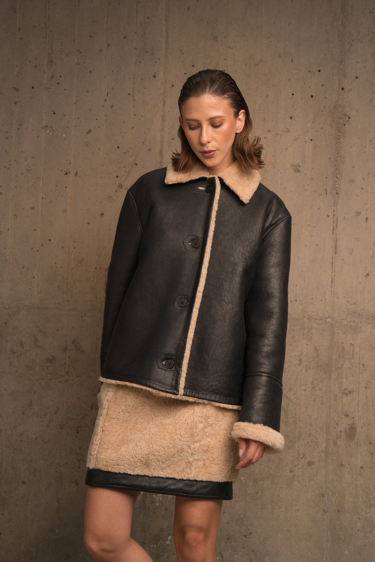 CHAQUETA DE PIEL DE OVEJA CORTADA LUCIA