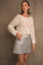 MARGARA CROCHET MESH SWEATER