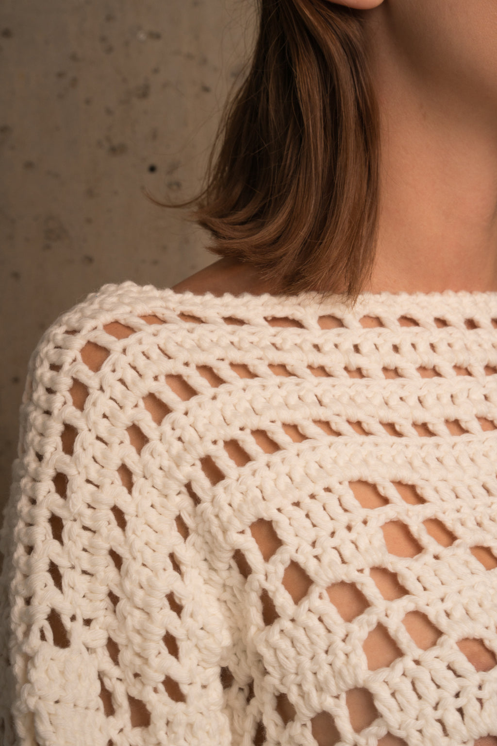 MARGARA CROCHET MESH SWEATER