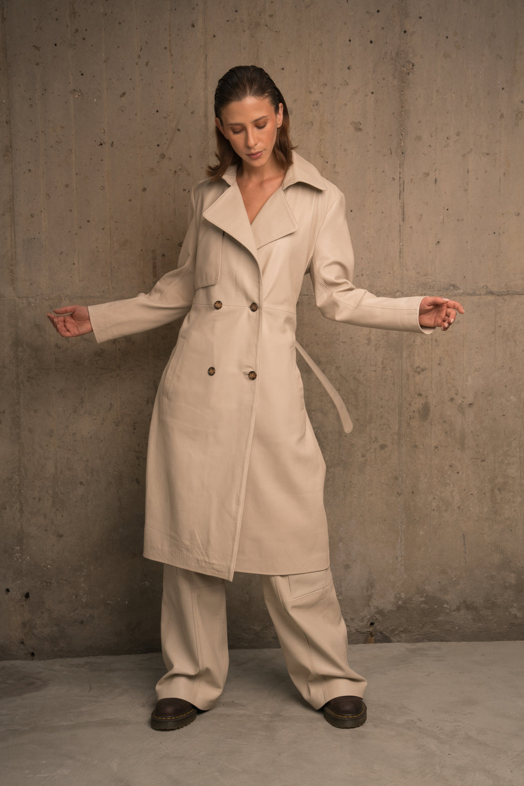 MILA DESTRUCTURED LONG TRENCH COAT