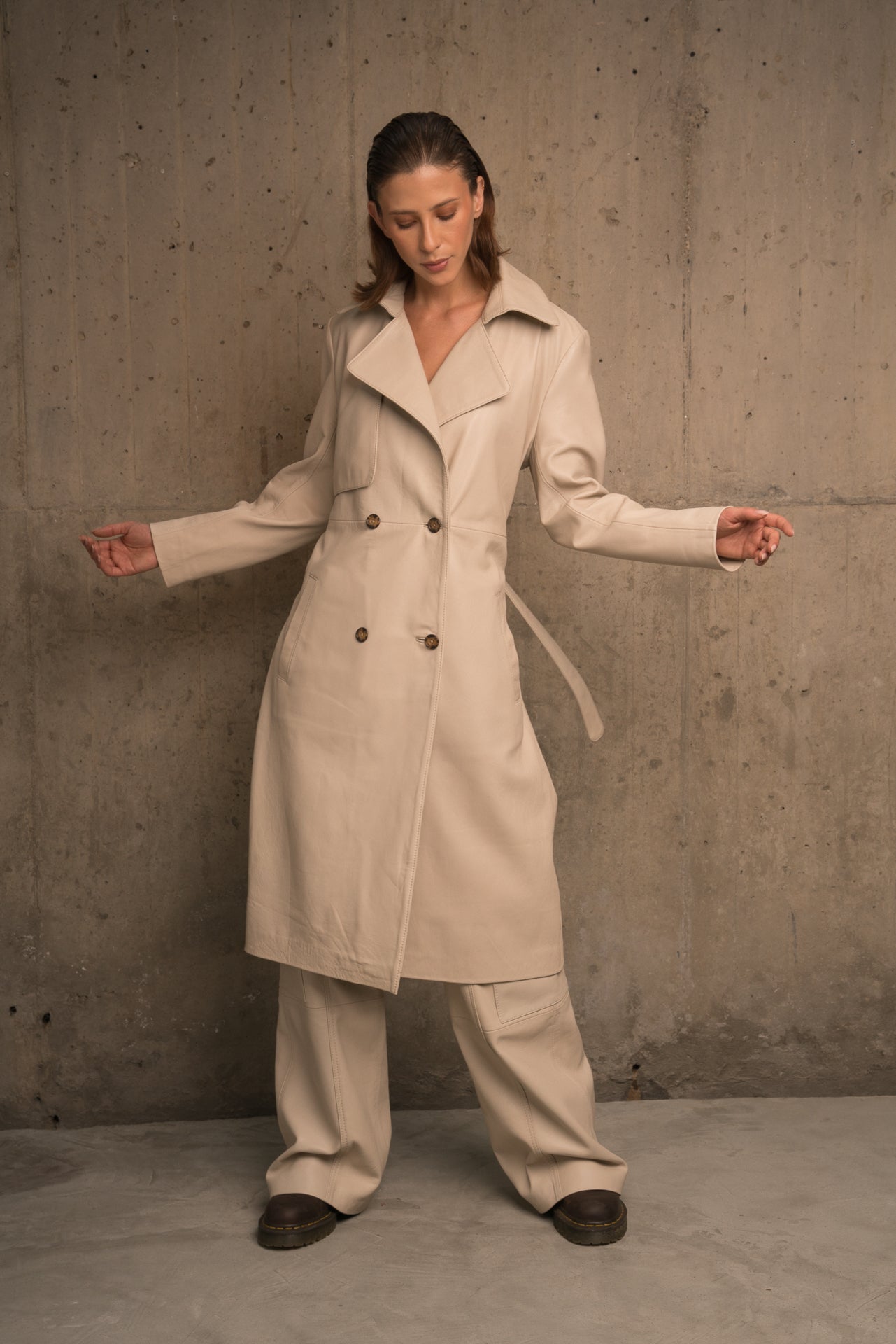 MILA DESTRUCTURED LONG TRENCH COAT