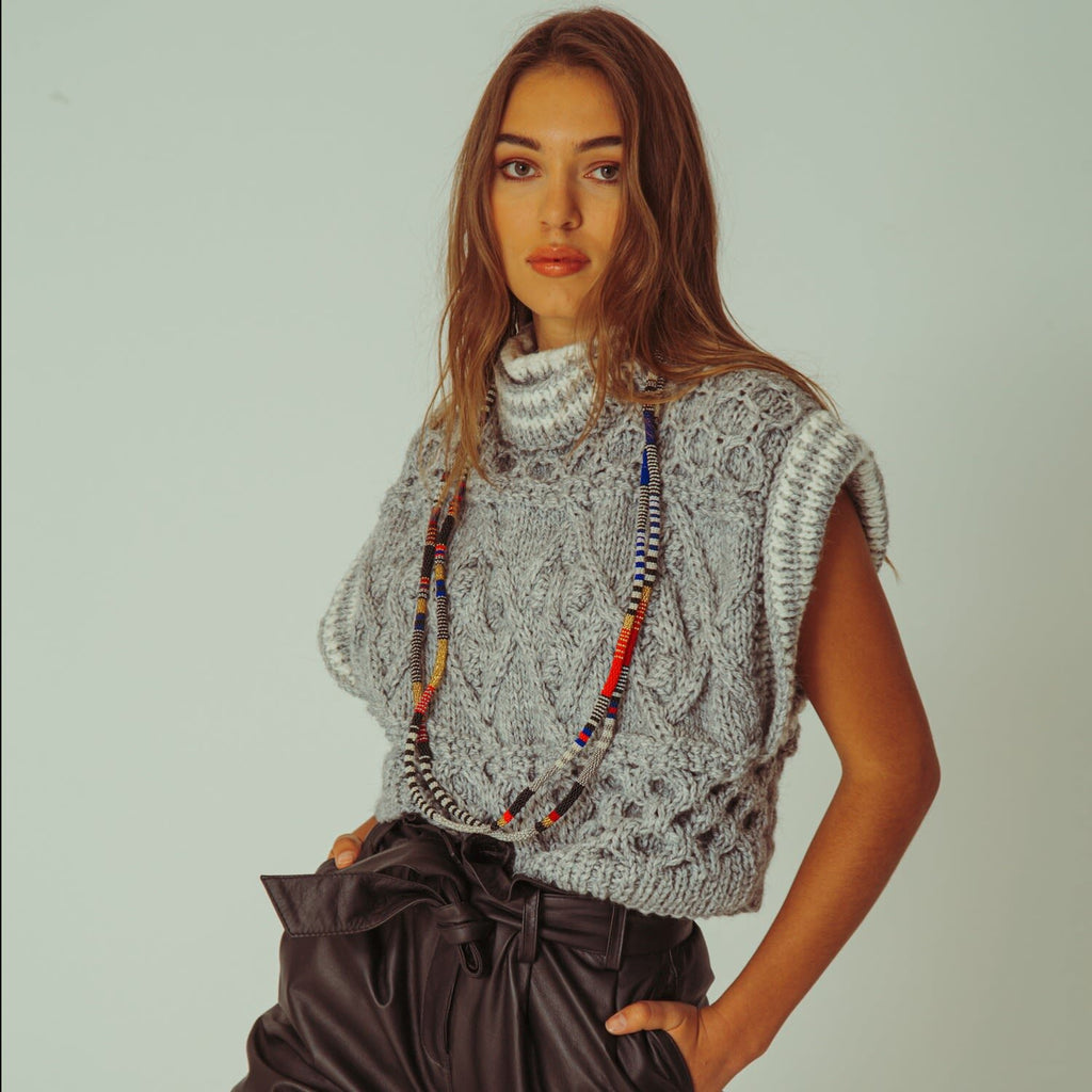 TINA ARMHOLE SLEEVE KNIT SWEATER