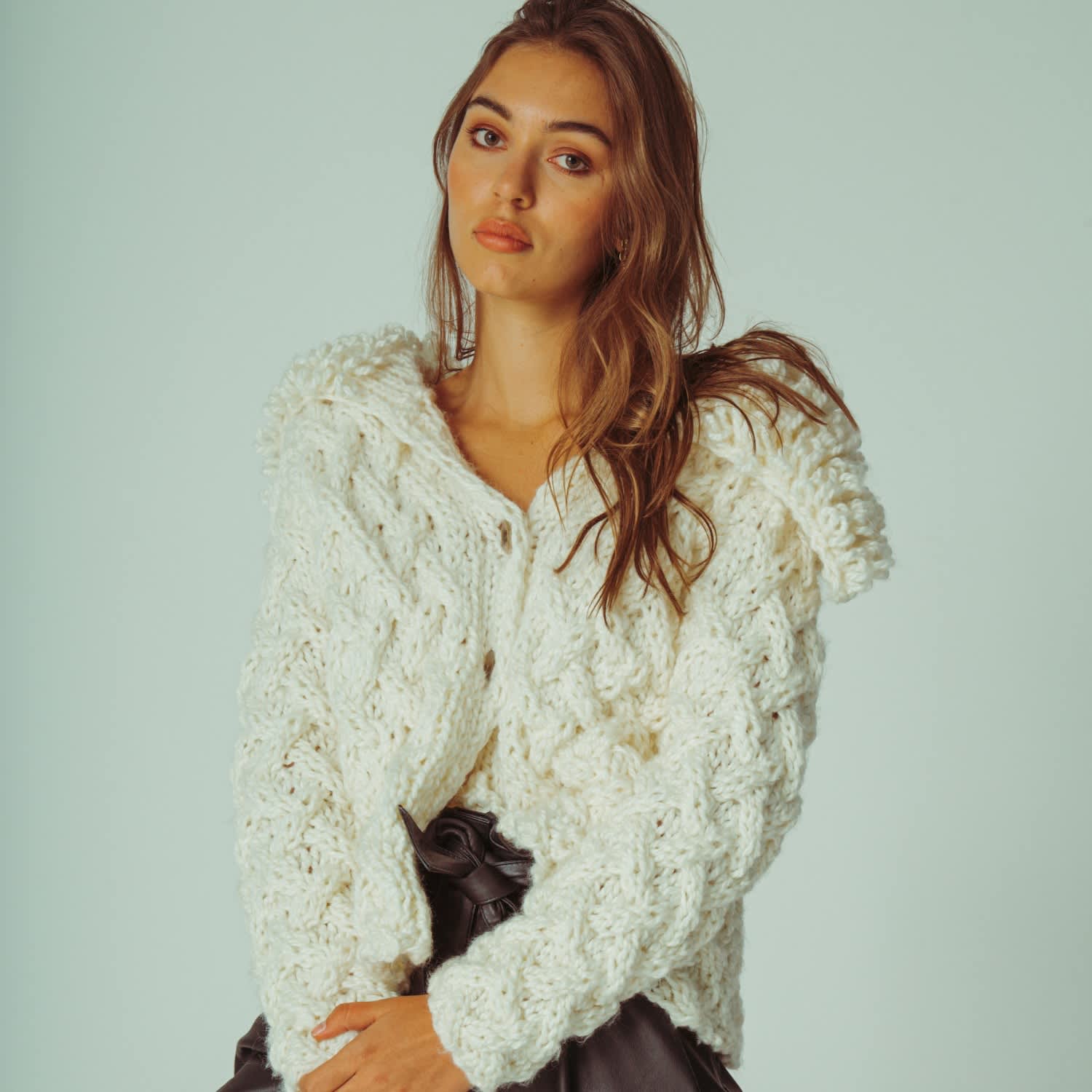 GABRIELA KNITTED SWEATER WITH LOOPS NECK